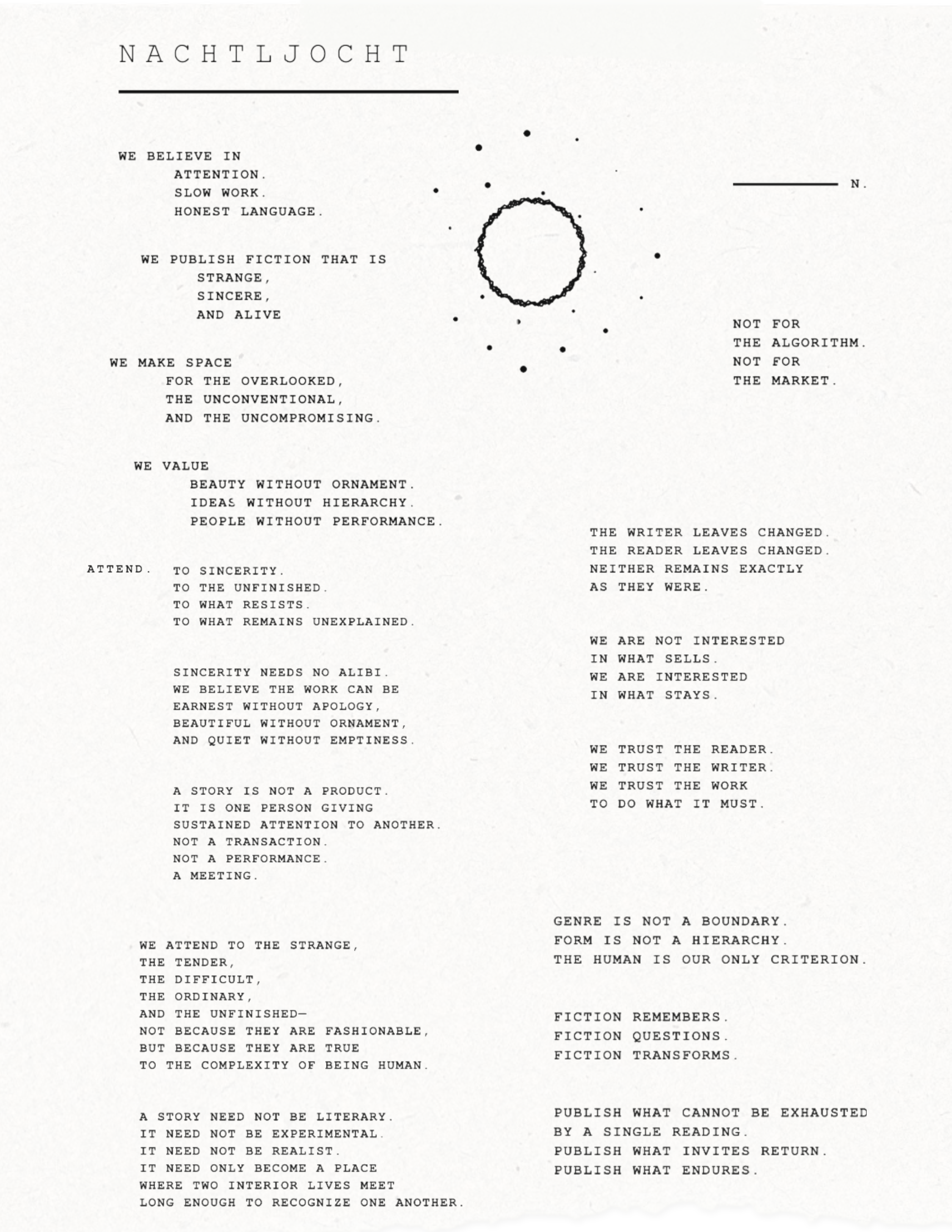 Nachtljocht manifesto; a complete text version follows